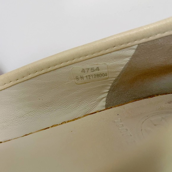 Tory Burch Reva Raffia Ballet Flats 10 Straw Cream Leather - Picture 9 of 10